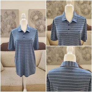 Travis Mathew Striped Polo Shirt Sz Lg